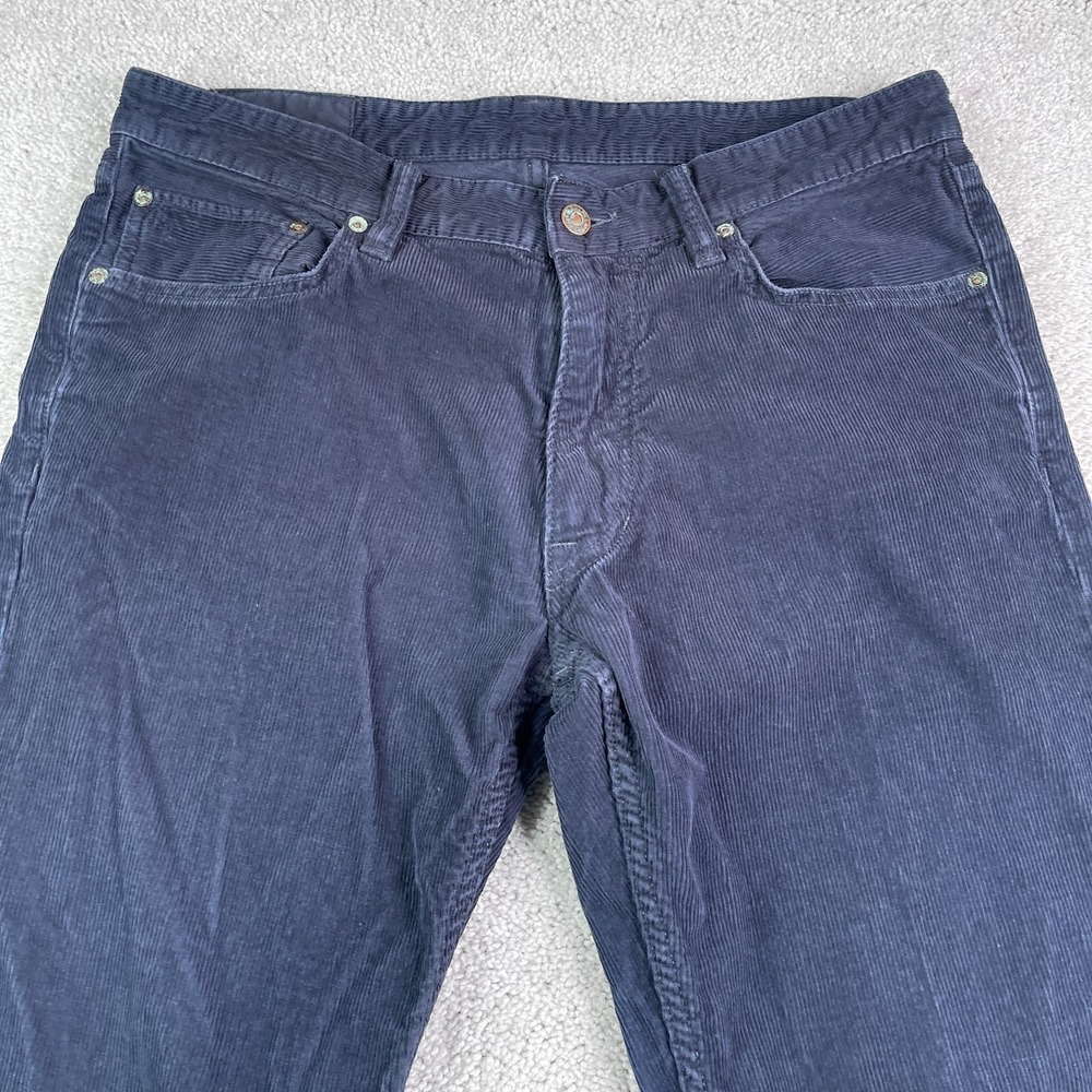 Vintage Polo Ralph Lauren Pants Mens 34x34 Blue Corduroy 650 Straight Cords - Picture 2 of 14